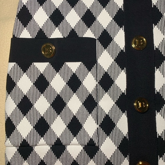 SHORT BUTTONED GINGHAM JACQUARD DRESS IN WHITE SIZE 40 - Picture 5 of 6